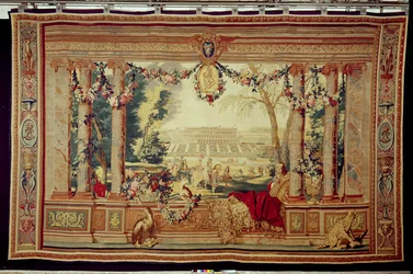 The Month of May Chateau of Saint-Germain-en-Laye, kuvakudossarjasta "The Months or Royal Residences", tuotettu Louis XIV:n Gobelins Workshopissa (kuvakudos)
